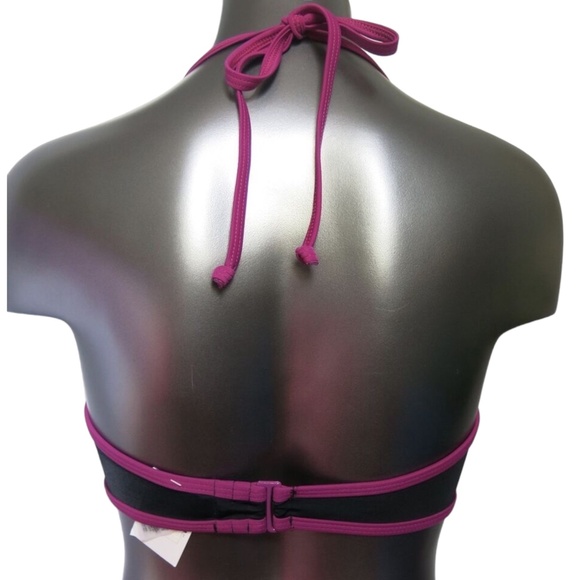 Victoria's Secret PINK Black w/ Neon Binding Sporty Push-Up Bikini Top S - Picture 2 of 2